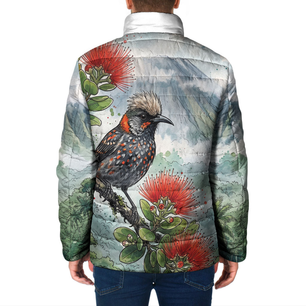 Aloha Hawaii Akohekohe Ohia Lehua Watercolor Padded Jacket LT14 - Polynesian Pride
