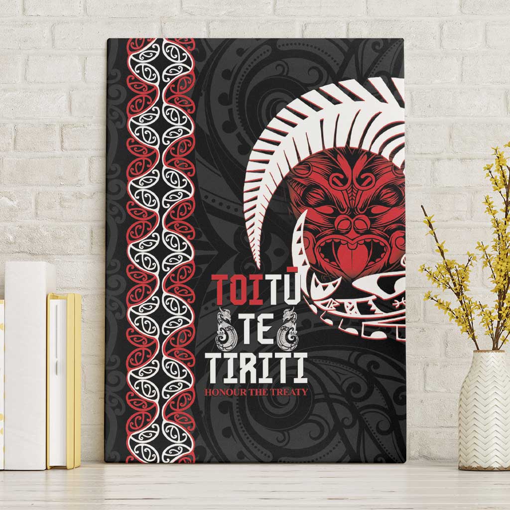 Aotearoa Toitu Te Tiriti Canvas Wall Art Honour The Treaty Maori Haka LT14 Without Frame Black - Polynesian Pride