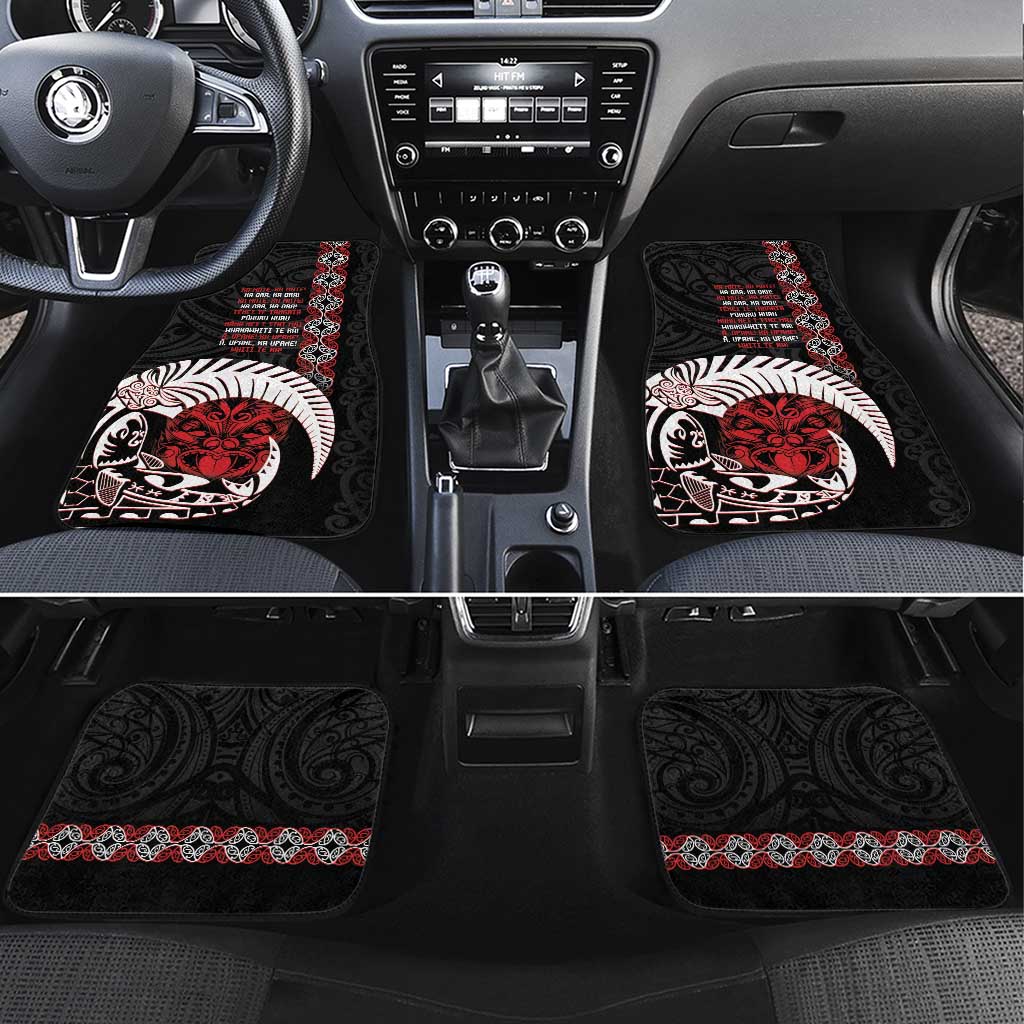 Aotearoa Toitu Te Tiriti Car Mats Honour The Treaty Maori Haka LT14 Set 4pcs Black - Polynesian Pride
