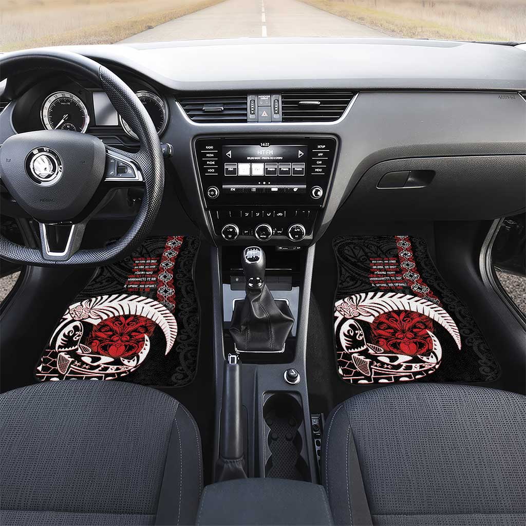Aotearoa Toitu Te Tiriti Car Mats Honour The Treaty Maori Haka LT14 Set 2pcs - Front Black - Polynesian Pride