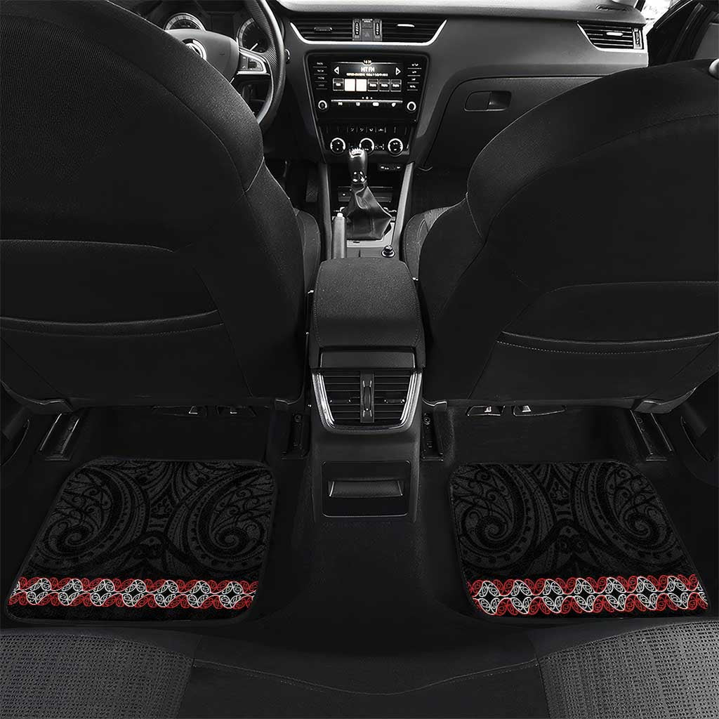 Aotearoa Toitu Te Tiriti Car Mats Honour The Treaty Maori Haka LT14 Set 2pcs - Back Black - Polynesian Pride