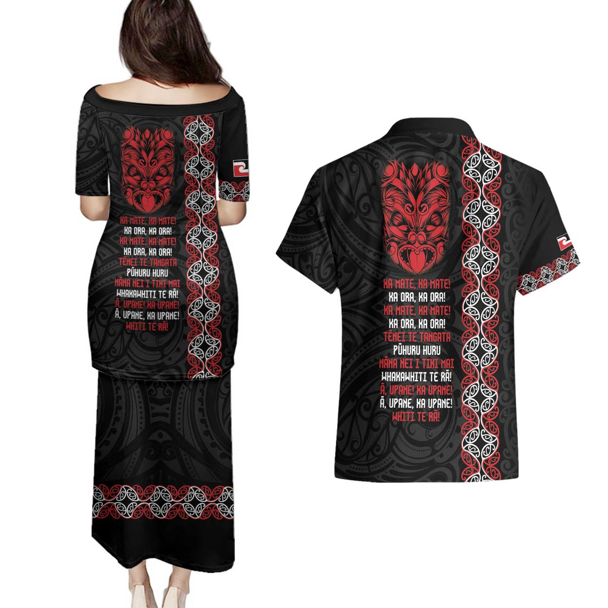 Aotearoa Toitu Te Tiriti Couples Matching Puletasi and Hawaiian Shirt Honour The Treaty Maori Haka