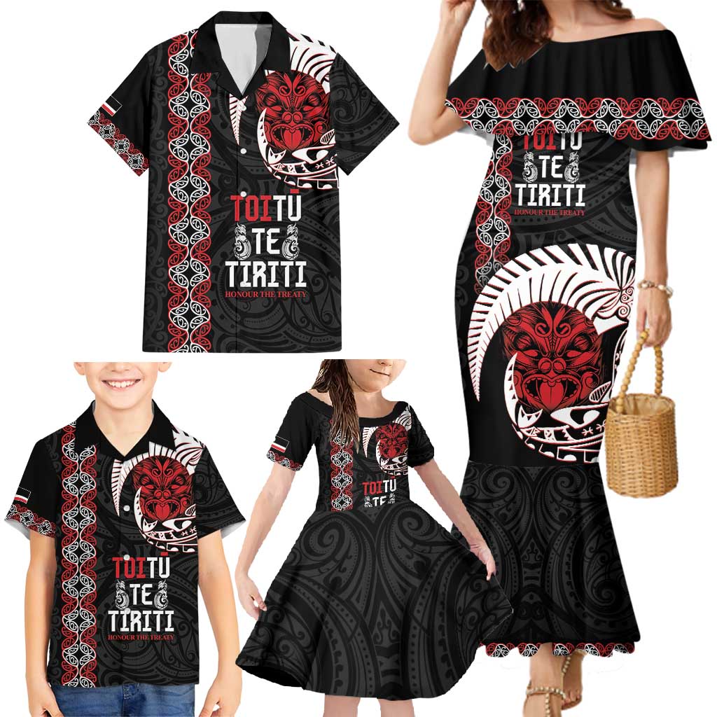 Aotearoa Toitu Te Tiriti Family Matching Mermaid Dress and Hawaiian Shirt Honour The Treaty Maori Haka LT14 - Polynesian Pride