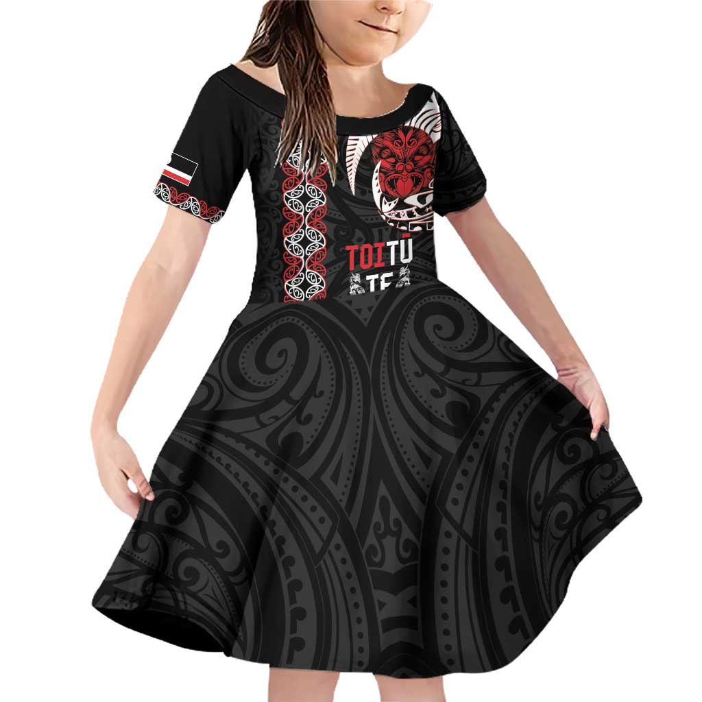 Aotearoa Toitu Te Tiriti Family Matching Off Shoulder Short Dress and Hawaiian Shirt Honour The Treaty Maori Haka