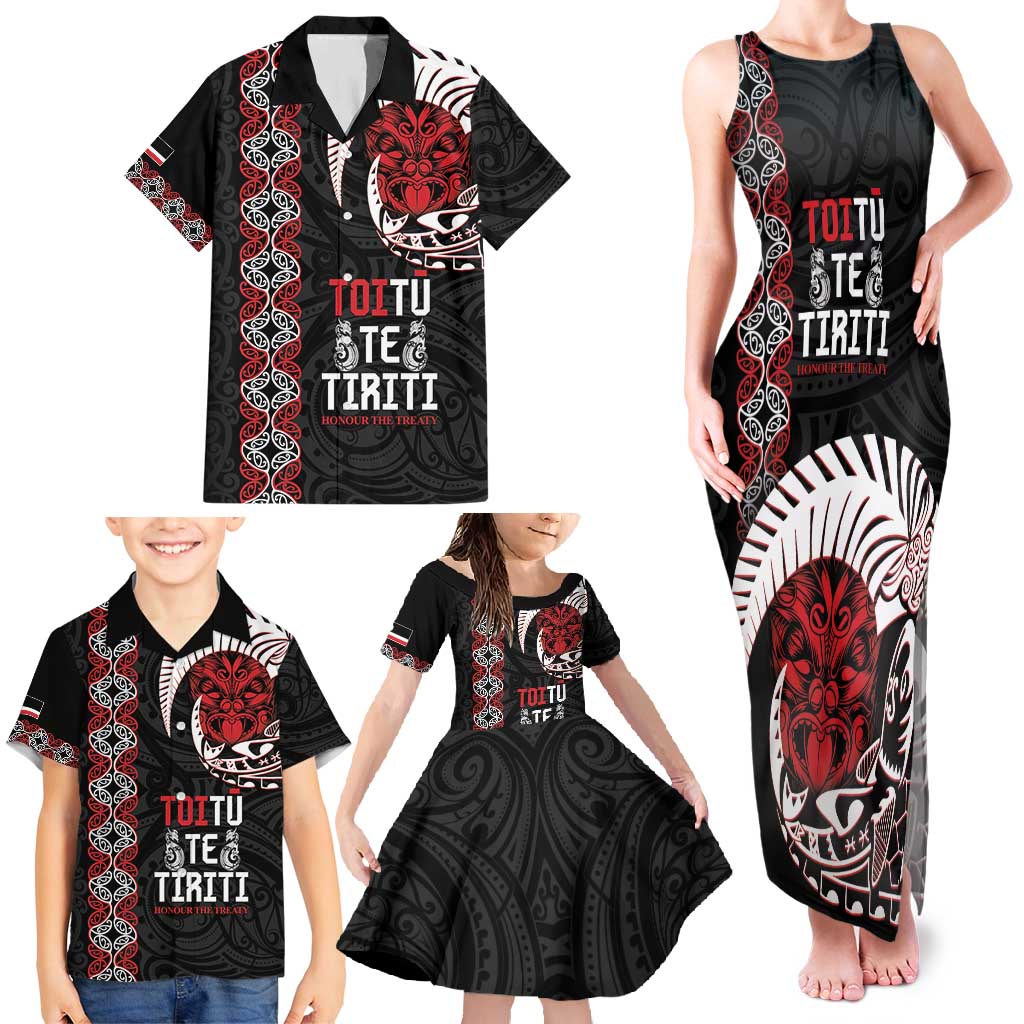 Aotearoa Toitu Te Tiriti Family Matching Tank Maxi Dress and Hawaiian Shirt Honour The Treaty Maori Haka LT14 - Polynesian Pride