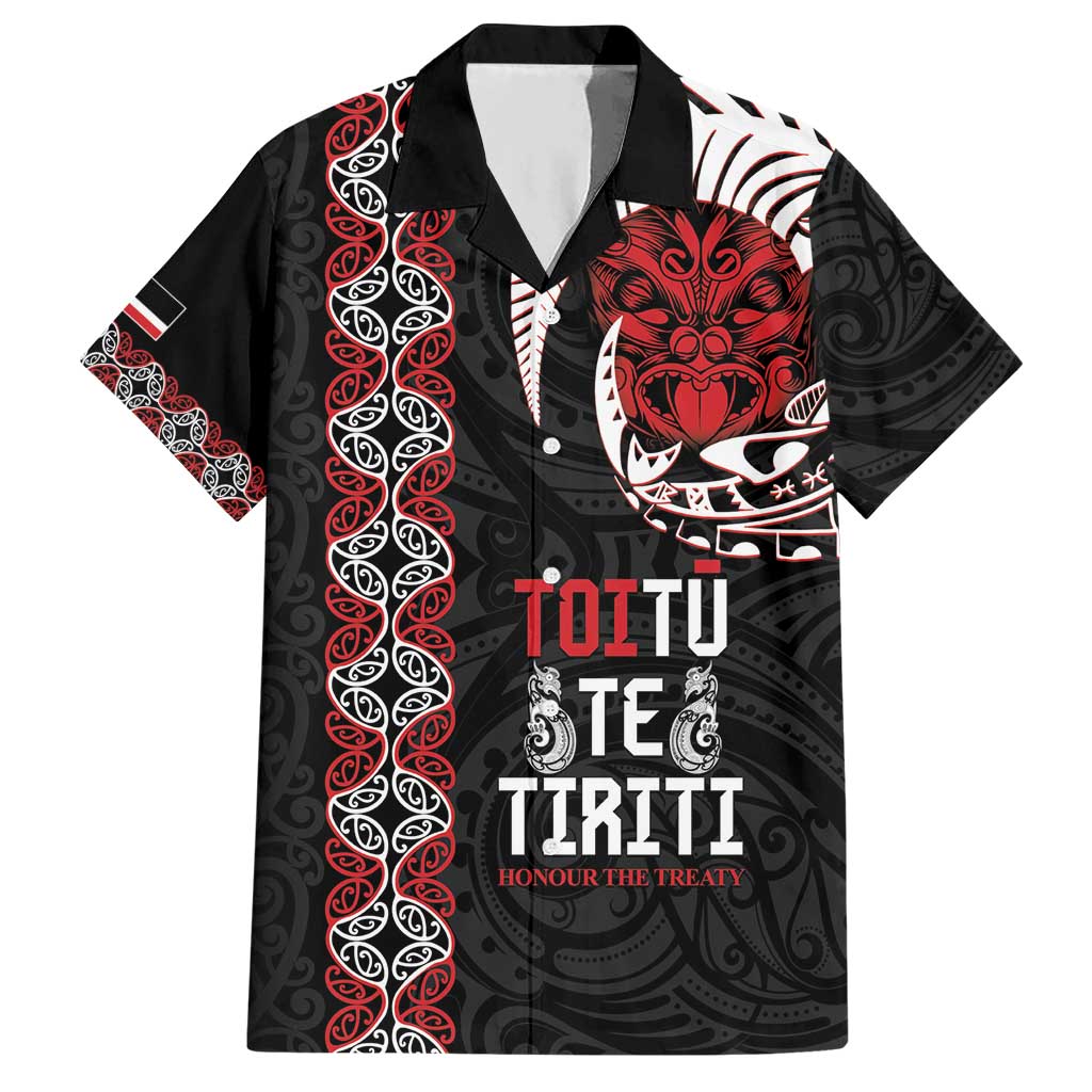 Aotearoa Toitu Te Tiriti Hawaiian Shirt Honour The Treaty Maori Haka LT14 Black - Polynesian Pride