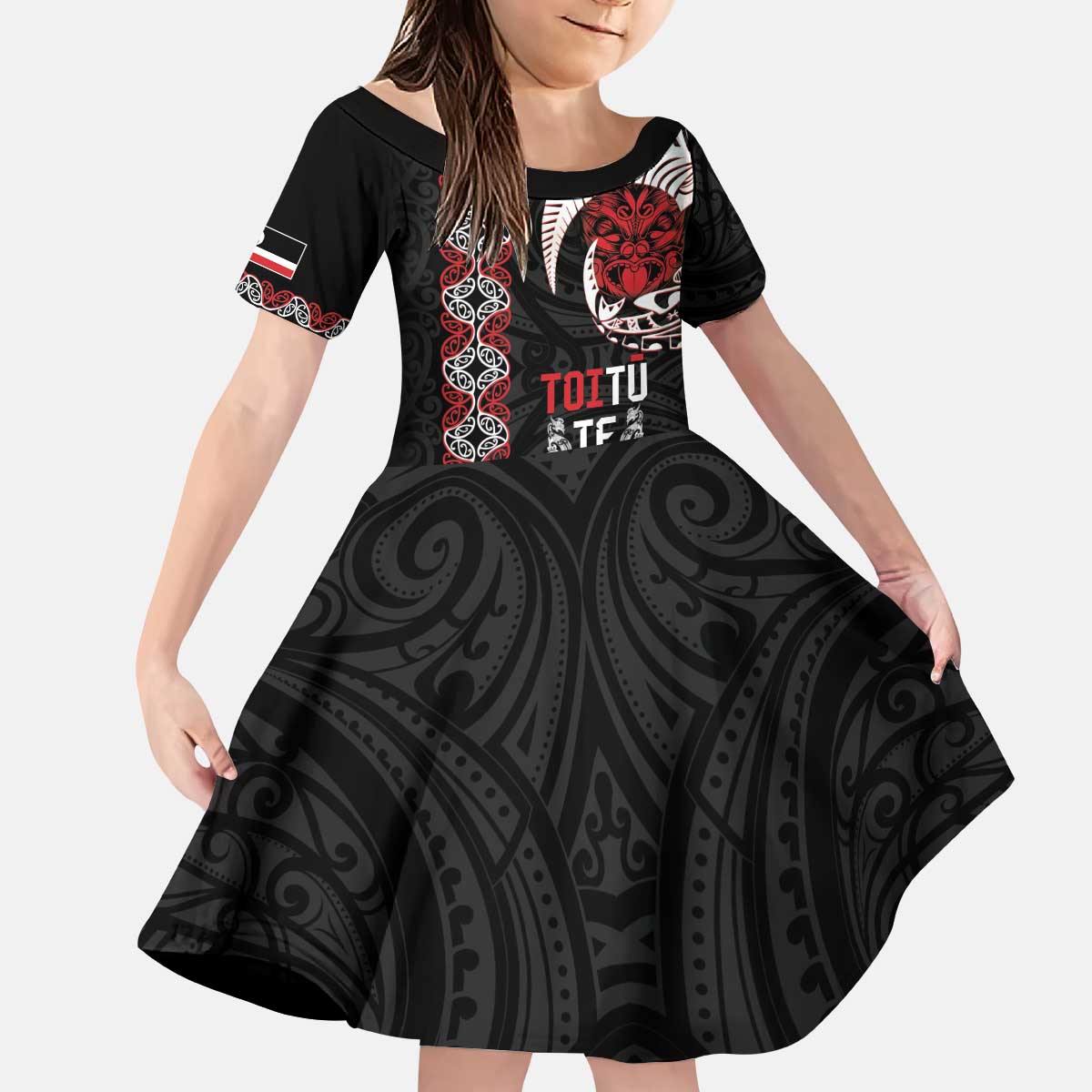 Aotearoa Toitu Te Tiriti Kid Short Sleeve Dress Honour The Treaty Maori Haka