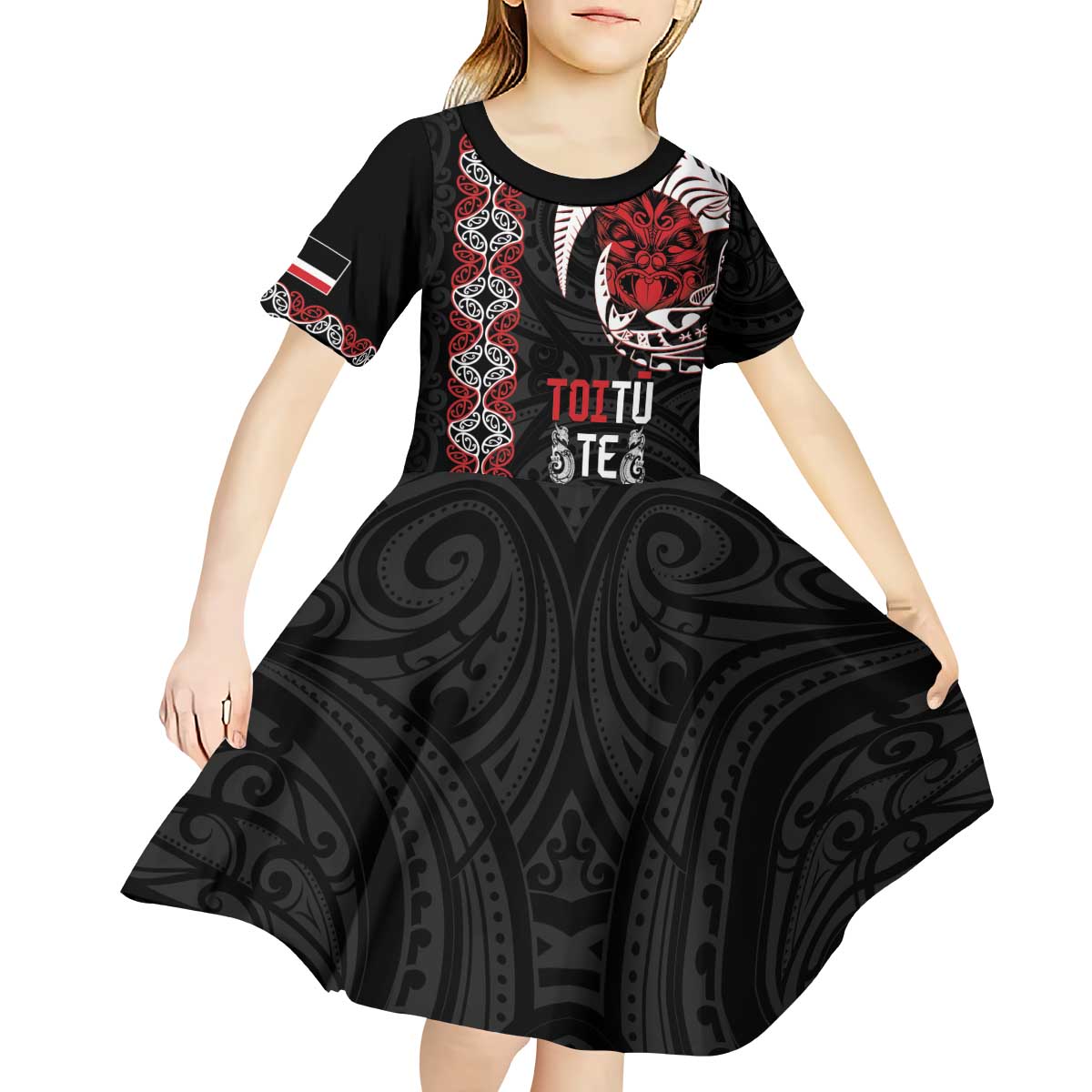 Aotearoa Toitu Te Tiriti Kid Short Sleeve Dress Honour The Treaty Maori Haka