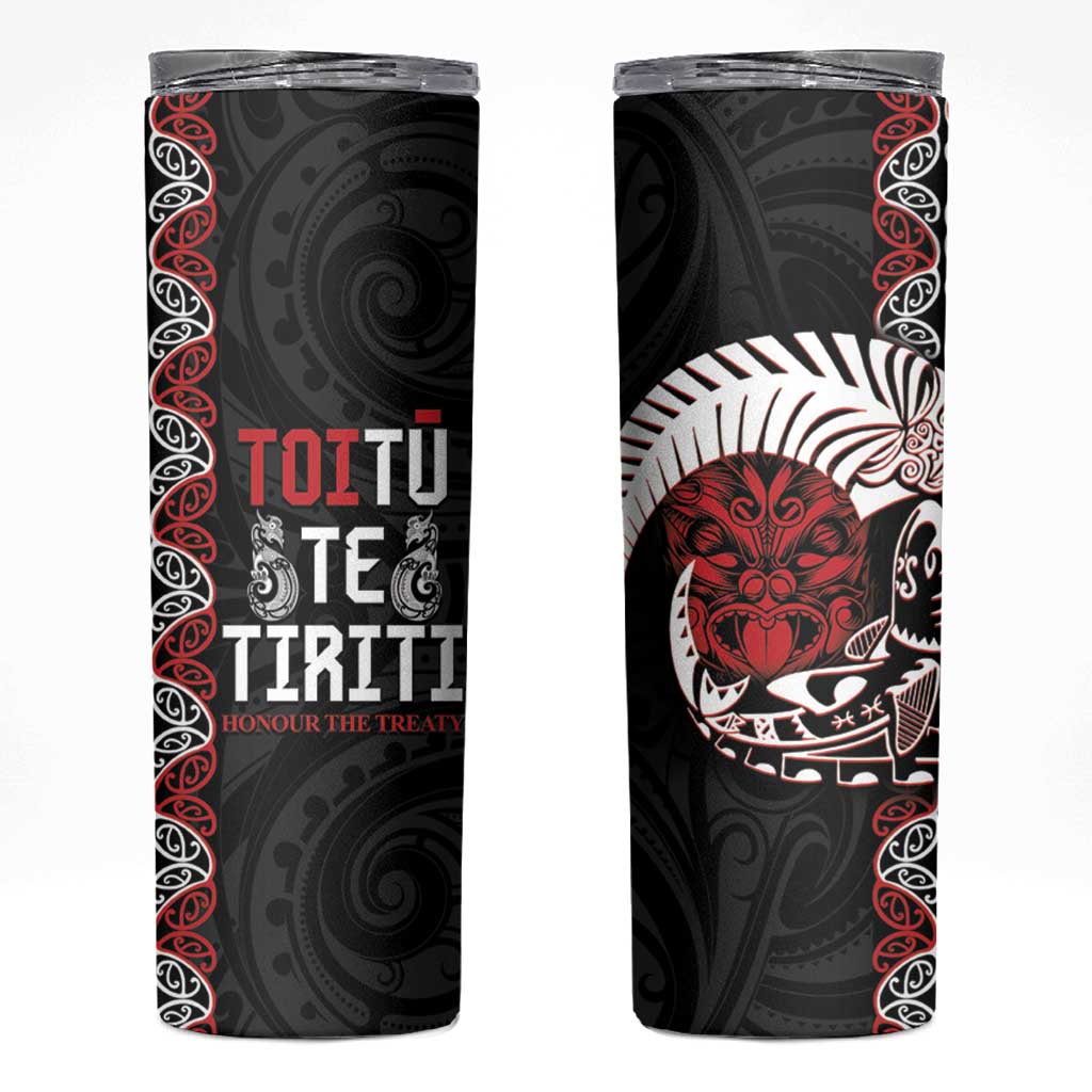 Aotearoa Toitu Te Tiriti Skinny Tumbler Honour The Treaty Maori Haka