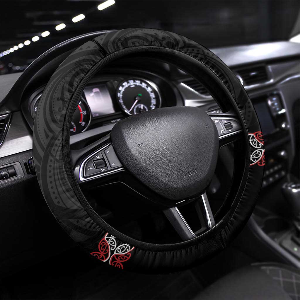 Aotearoa Toitu Te Tiriti Steering Wheel Cover Honour The Treaty Maori Haka LT14 Universal Fit Black - Polynesian Pride