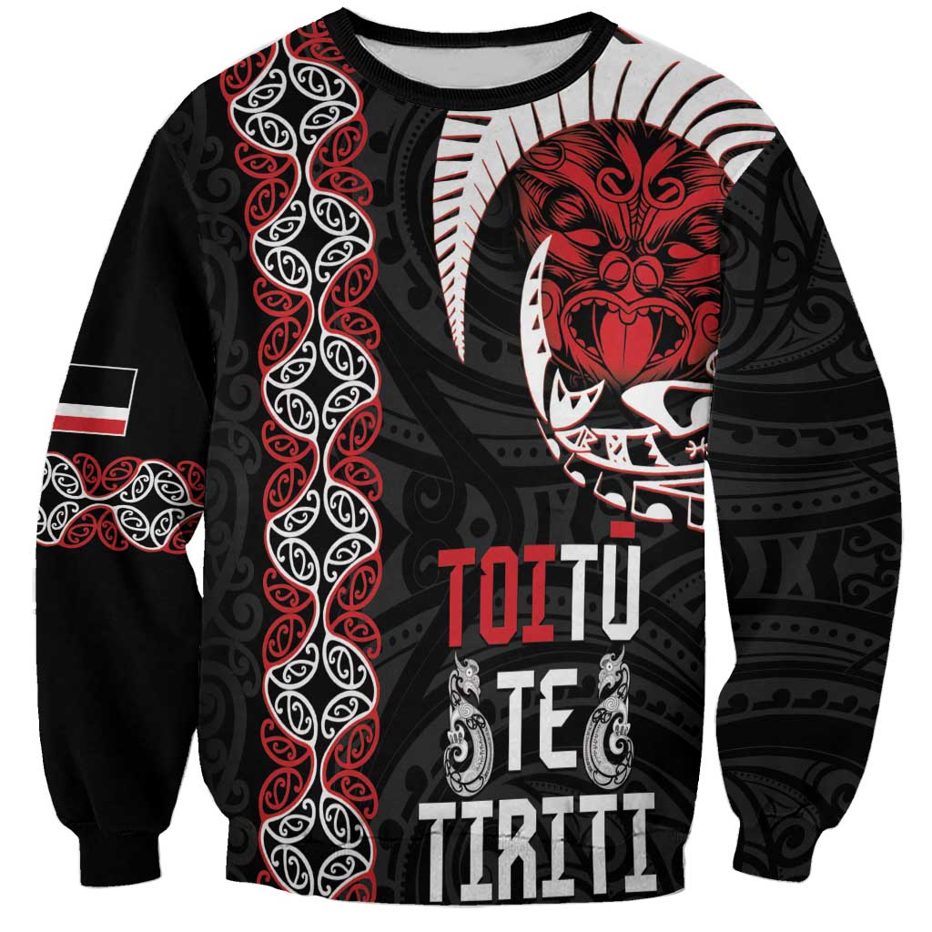 Aotearoa Toitu Te Tiriti Sweatshirt Honour The Treaty Maori Haka LT14 Unisex Black - Polynesian Pride