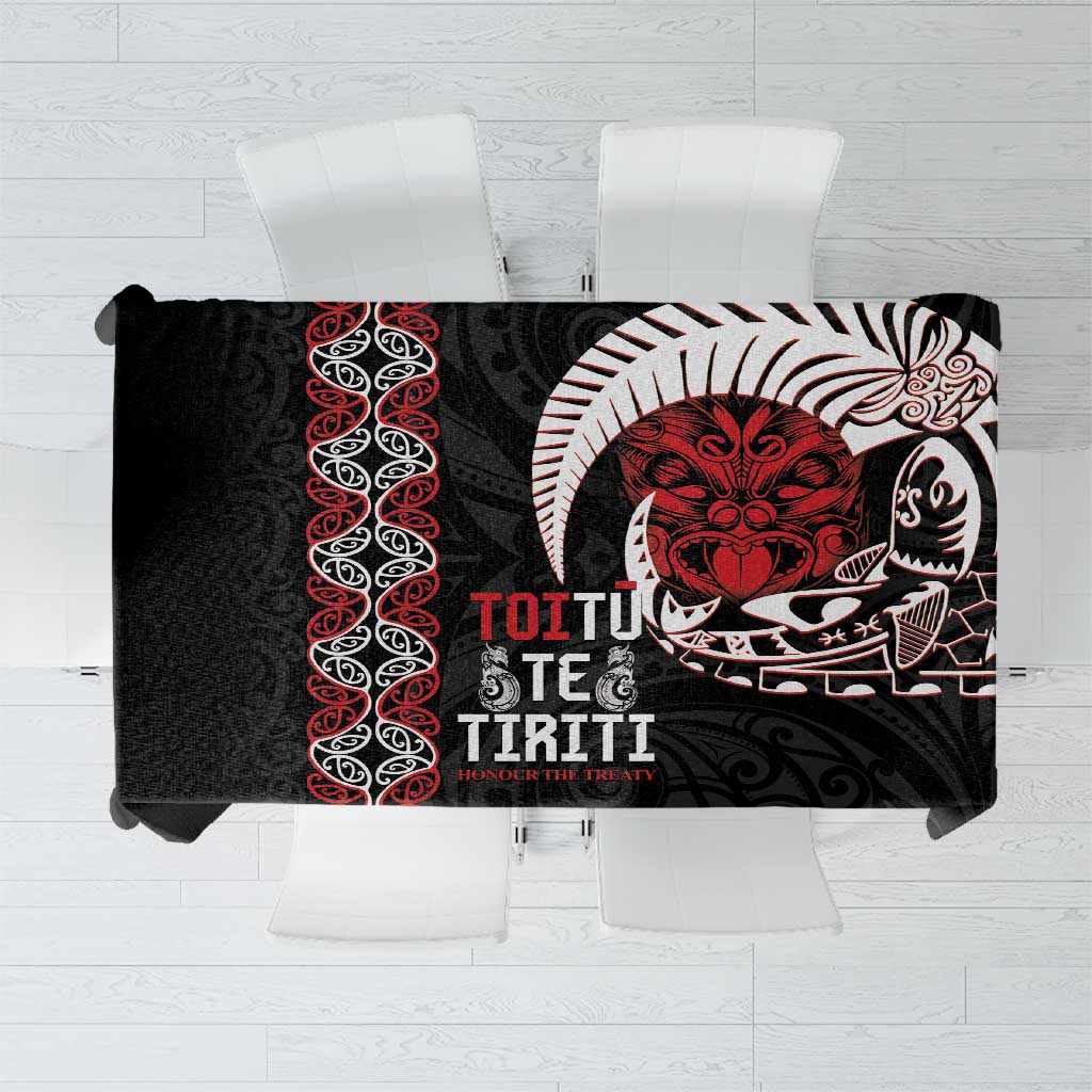 Aotearoa Toitu Te Tiriti Tablecloth Honour The Treaty Maori Haka LT14 Black - Polynesian Pride