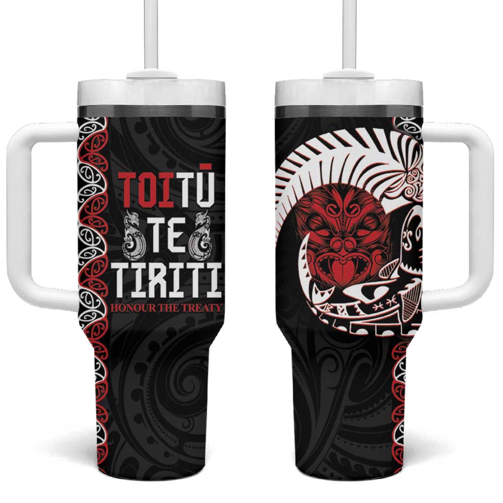 Aotearoa Toitu Te Tiriti Tumbler With Handle Honour The Treaty Maori Haka