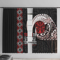 Aotearoa Toitu Te Tiriti Window Curtain Honour The Treaty Maori Haka LT14 With Hooks Black - Polynesian Pride