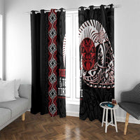 Aotearoa Toitu Te Tiriti Window Curtain Honour The Treaty Maori Haka LT14 With Grommets Black - Polynesian Pride
