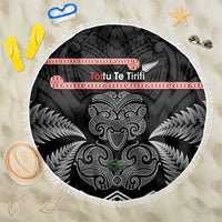 Aotearoa Toitu Te Tiriti Beach Blanket Stand Together! Stand Stronger! - NZ Tiki LT14 One Size 150cm Black - Polynesian Pride