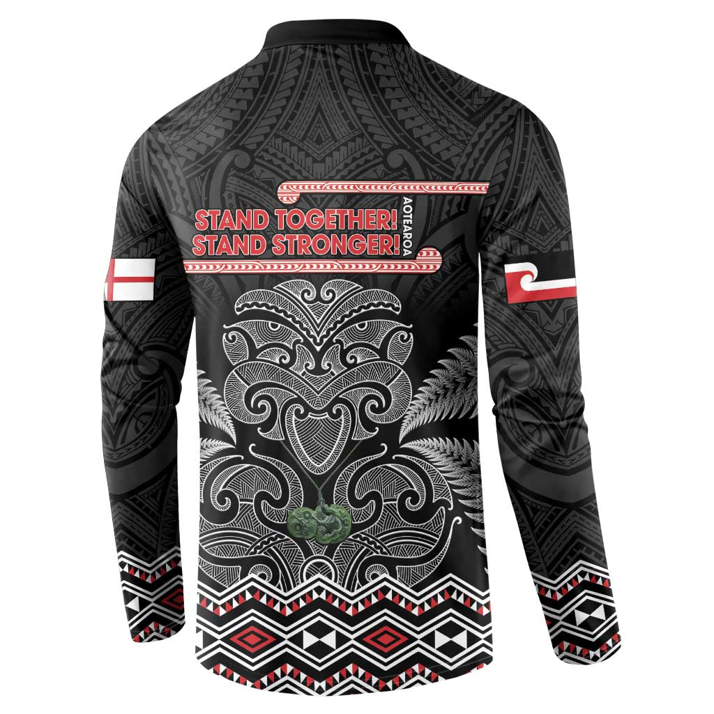 Aotearoa Toitu Te Tiriti Button Sweatshirt Stand Together! Stand Stronger! - NZ Tiki LT14 - Polynesian Pride