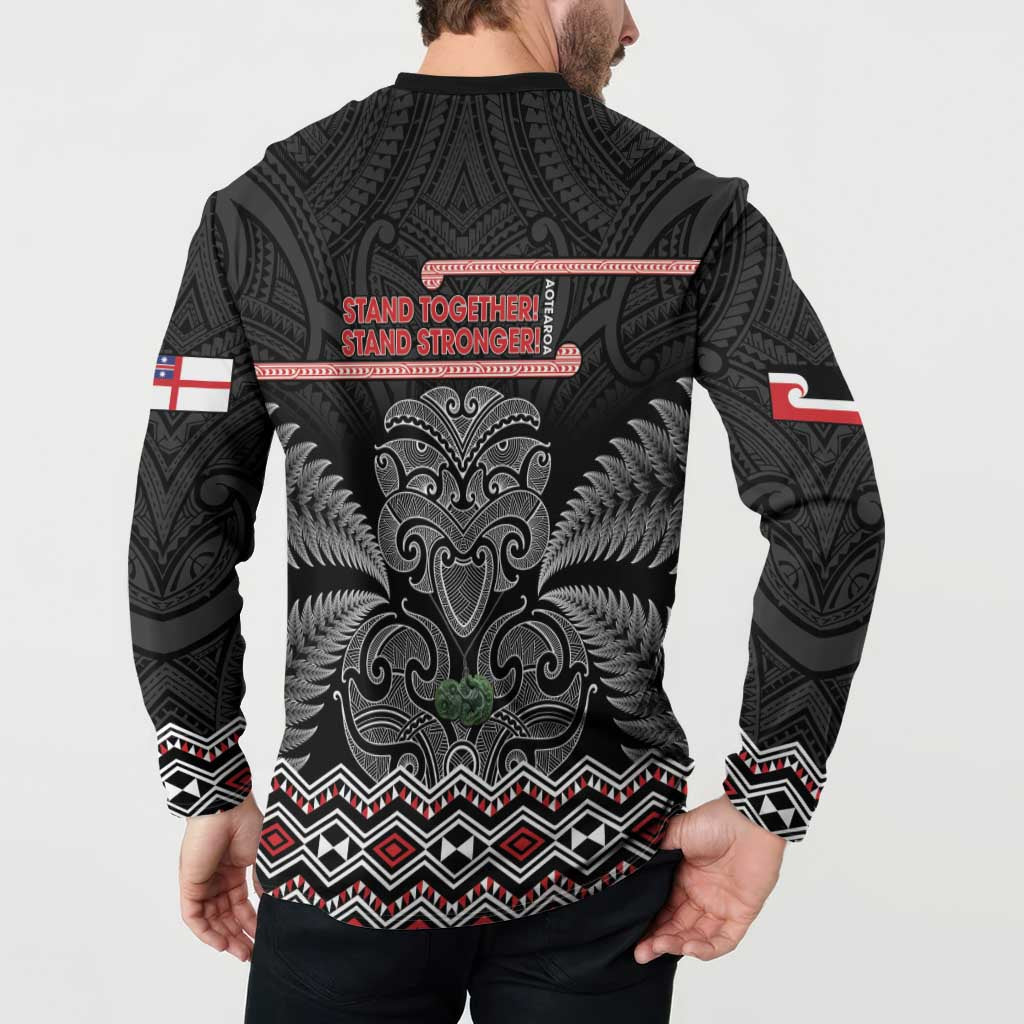 Aotearoa Toitu Te Tiriti Button Sweatshirt Stand Together! Stand Stronger! - NZ Tiki LT14 - Polynesian Pride