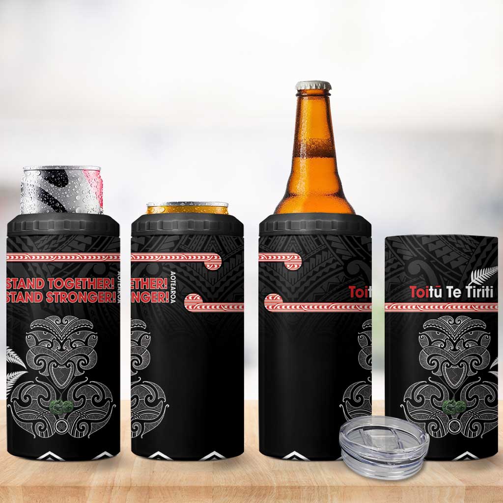 Aotearoa Toitu Te Tiriti 4 in 1 Can Cooler Tumbler Stand Together! Stand Stronger! - NZ Tiki