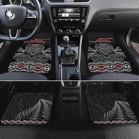 Aotearoa Toitu Te Tiriti Car Mats Stand Together! Stand Stronger! - NZ Tiki LT14 Set 4pcs Black - Polynesian Pride