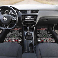 Aotearoa Toitu Te Tiriti Car Mats Stand Together! Stand Stronger! - NZ Tiki LT14 Set 2pcs - Front Black - Polynesian Pride