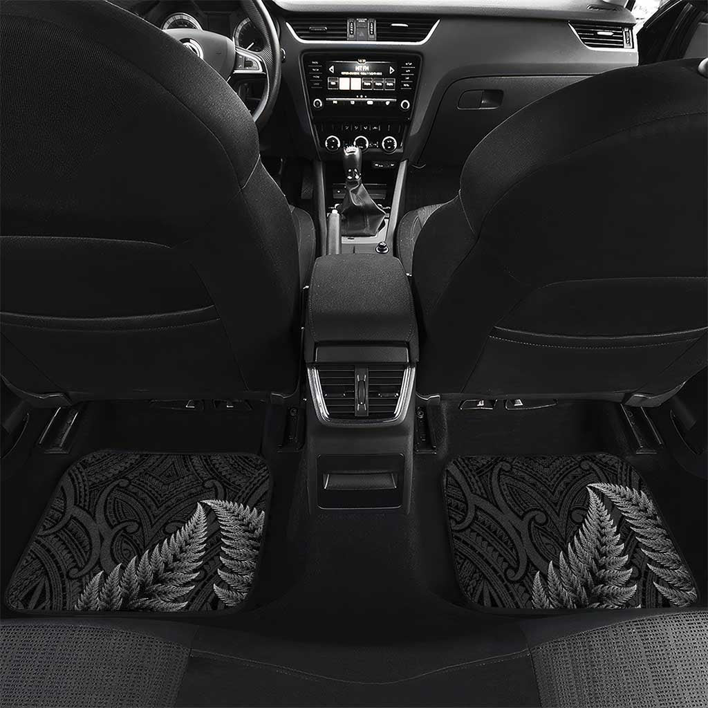 Aotearoa Toitu Te Tiriti Car Mats Stand Together! Stand Stronger! - NZ Tiki LT14 Set 2pcs - Back Black - Polynesian Pride