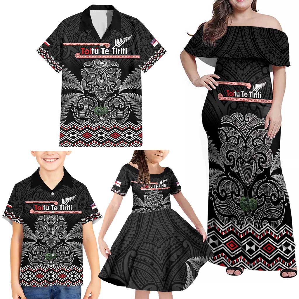 Aotearoa Toitu Te Tiriti Family Matching Off Shoulder Maxi Dress and Hawaiian Shirt Stand Together! Stand Stronger! - NZ Tiki LT14 - Polynesian Pride