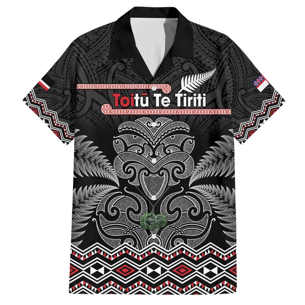 Aotearoa Toitu Te Tiriti Hawaiian Shirt Stand Together! Stand Stronger! - NZ Tiki LT14 Black - Polynesian Pride