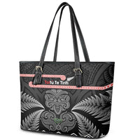 Aotearoa Toitu Te Tiriti Leather Tote Bag Stand Together! Stand Stronger! - NZ Tiki LT14 - Polynesian Pride