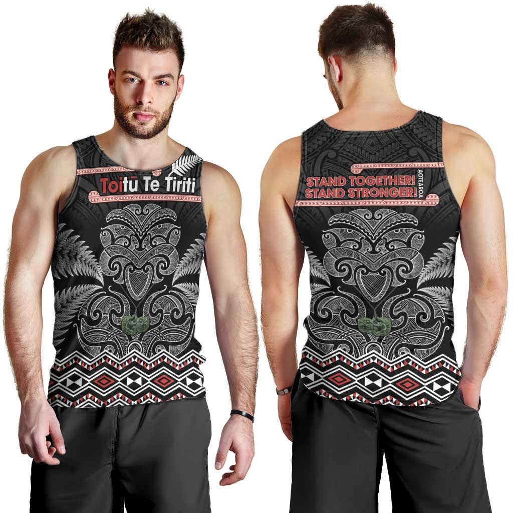 Aotearoa Toitu Te Tiriti Men Tank Top Stand Together! Stand Stronger! - NZ Tiki LT14 - Polynesian Pride