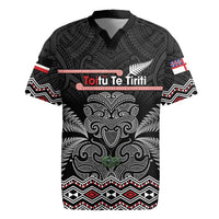 Aotearoa Toitu Te Tiriti Rugby Jersey Stand Together! Stand Stronger! - NZ Tiki LT14 Black - Polynesian Pride