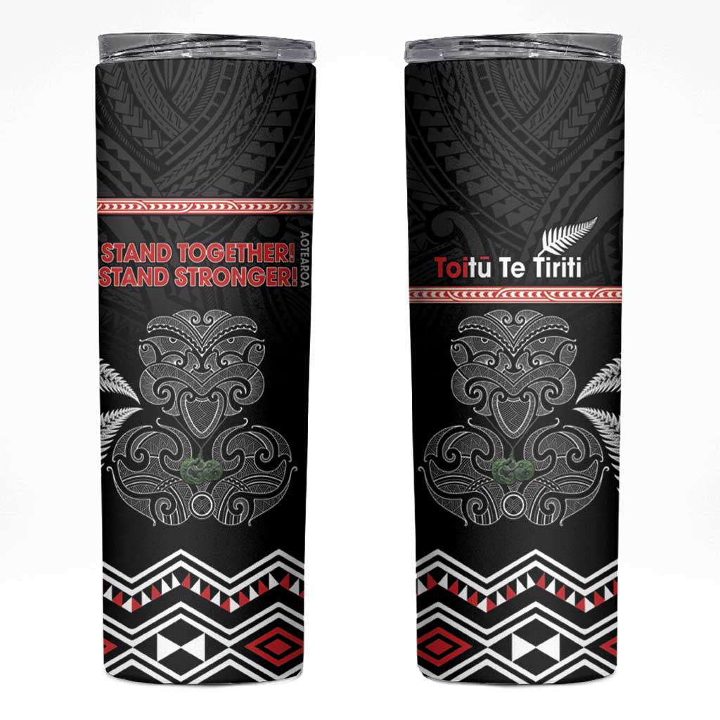 Aotearoa Toitu Te Tiriti Skinny Tumbler Stand Together! Stand Stronger! - NZ Tiki