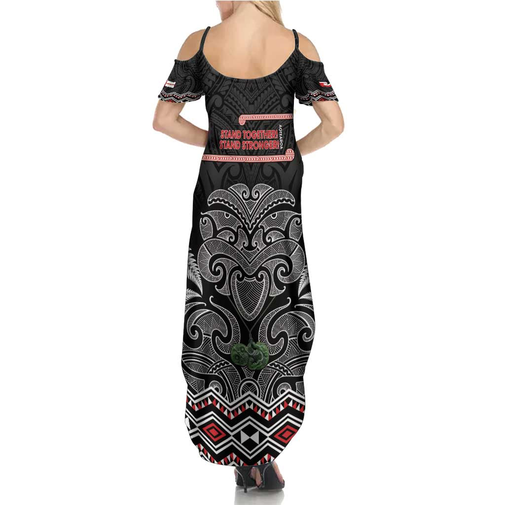 Aotearoa Toitu Te Tiriti Summer Maxi Dress Stand Together! Stand Stronger! - NZ Tiki LT14 - Polynesian Pride