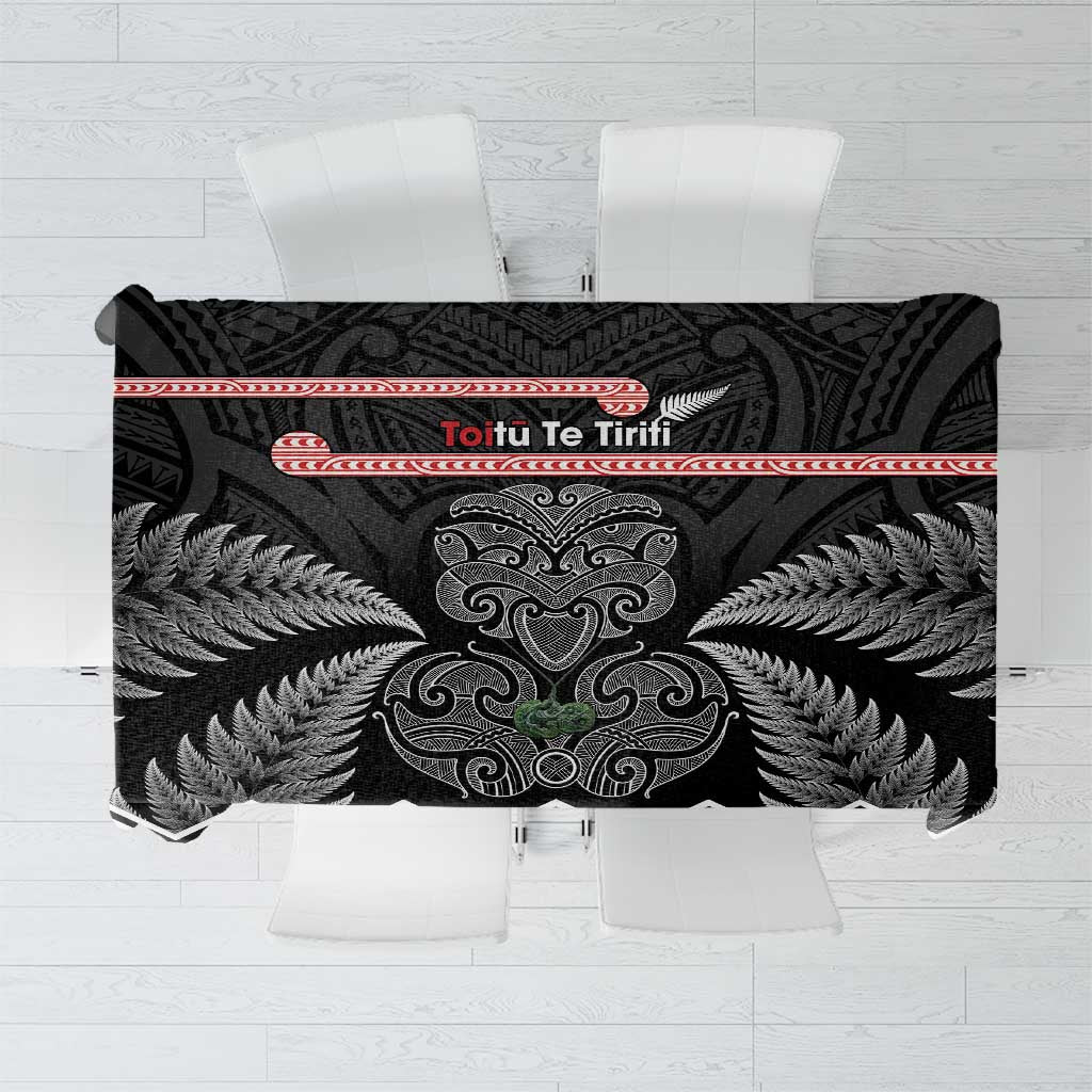 Aotearoa Toitu Te Tiriti Tablecloth Stand Together! Stand Stronger! - NZ Tiki LT14 Black - Polynesian Pride