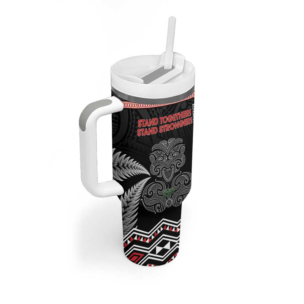 Aotearoa Toitu Te Tiriti Tumbler With Handle Stand Together! Stand Stronger! - NZ Tiki LT14 - Polynesian Pride