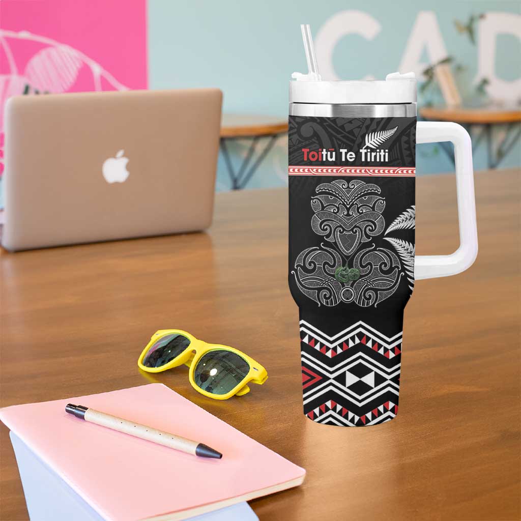 Aotearoa Toitu Te Tiriti Tumbler With Handle Stand Together! Stand Stronger! - NZ Tiki LT14 - Polynesian Pride