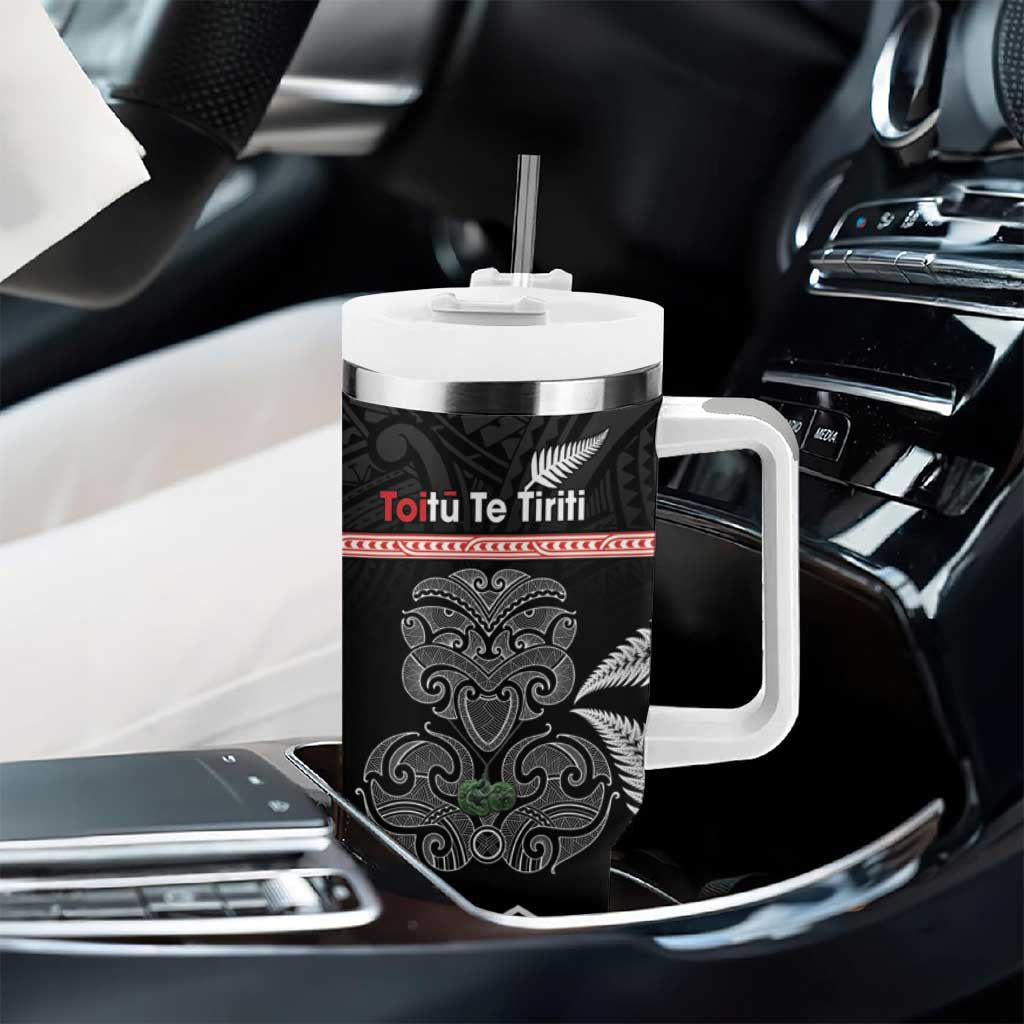 Aotearoa Toitu Te Tiriti Tumbler With Handle Stand Together! Stand Stronger! - NZ Tiki LT14 - Polynesian Pride