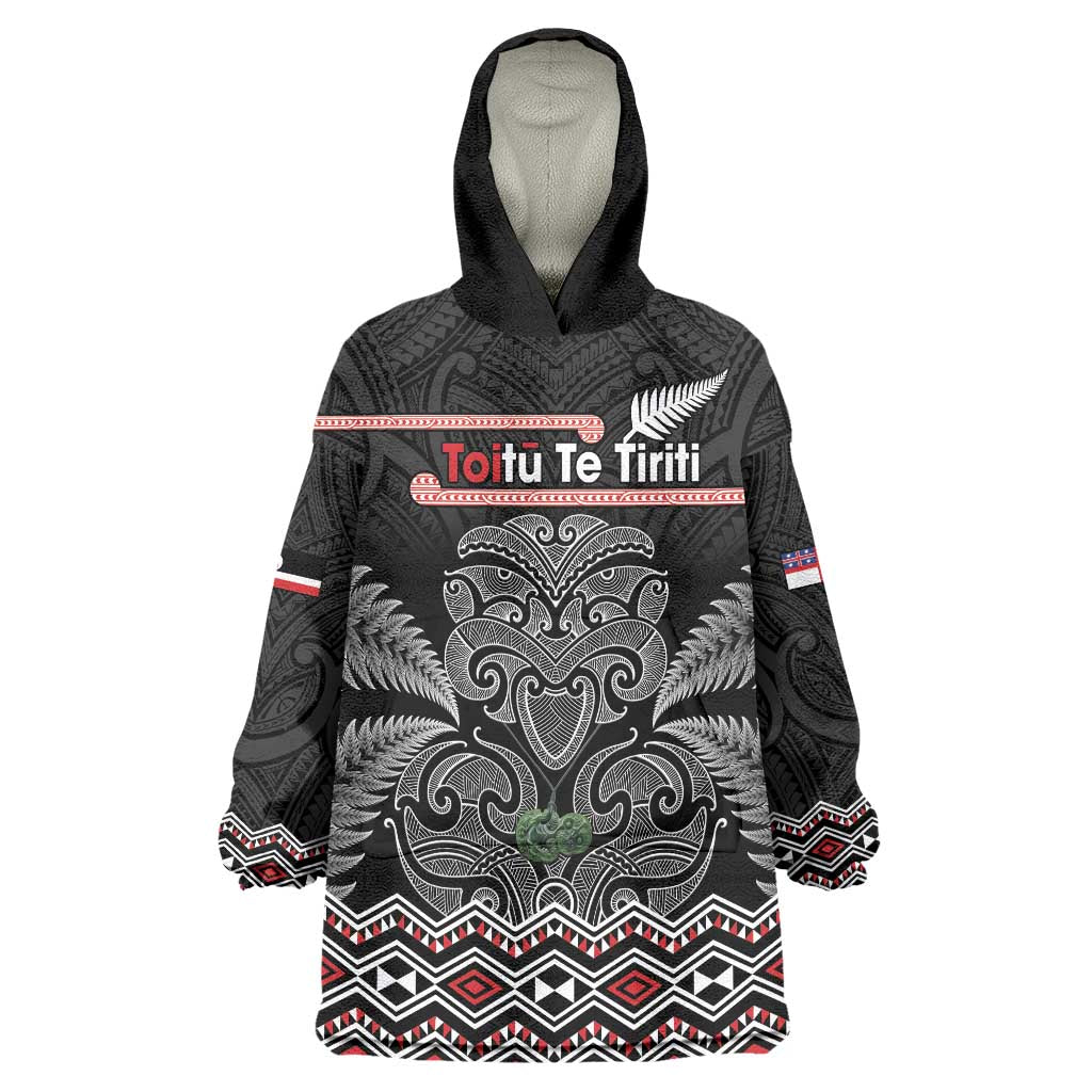 Aotearoa Toitu Te Tiriti Wearable Blanket Hoodie Stand Together! Stand Stronger! - NZ Tiki