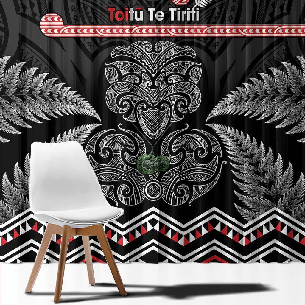 Aotearoa Toitu Te Tiriti Window Curtain Stand Together! Stand Stronger! - NZ Tiki LT14 - Polynesian Pride