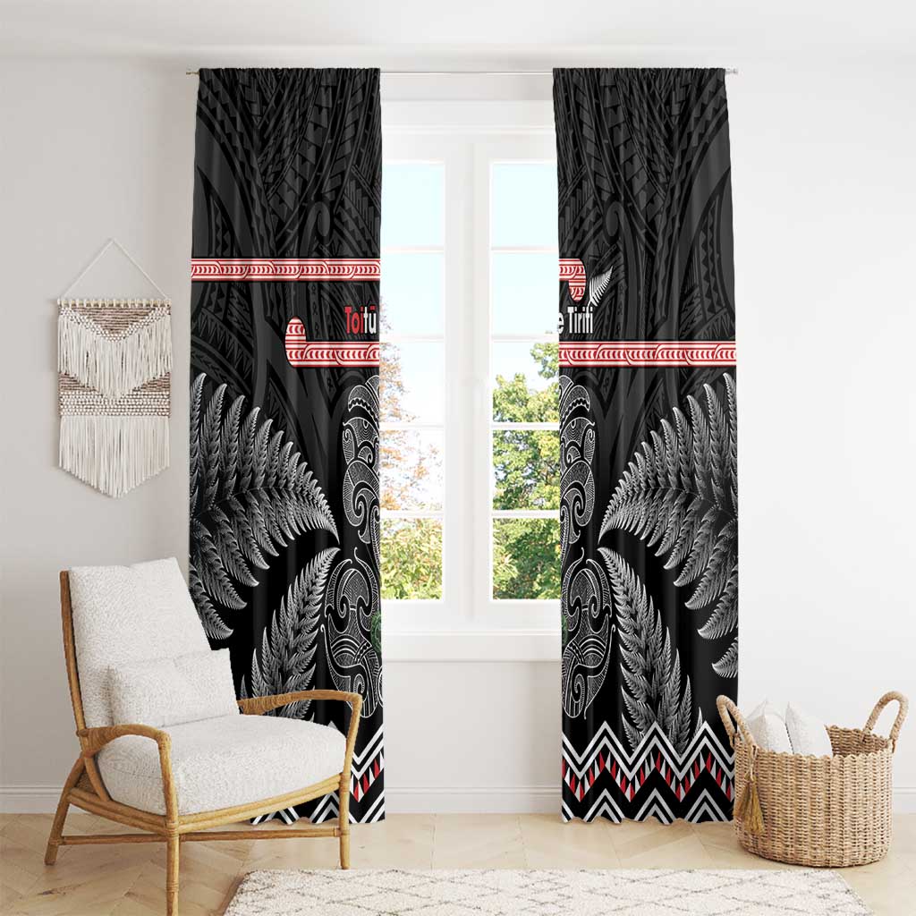 Aotearoa Toitu Te Tiriti Window Curtain Stand Together! Stand Stronger! - NZ Tiki LT14 - Polynesian Pride