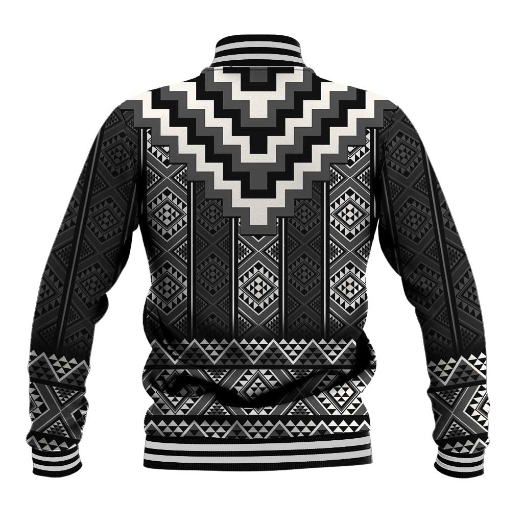 Black Taniko Aotearoa Baseball Jacket Niho Taniwha Mix Poutama LT14 - Polynesian Pride
