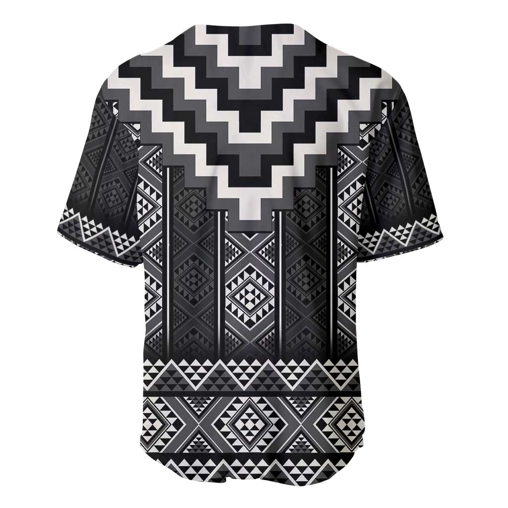 Black Taniko Aotearoa Baseball Jersey Niho Taniwha Mix Poutama LT14