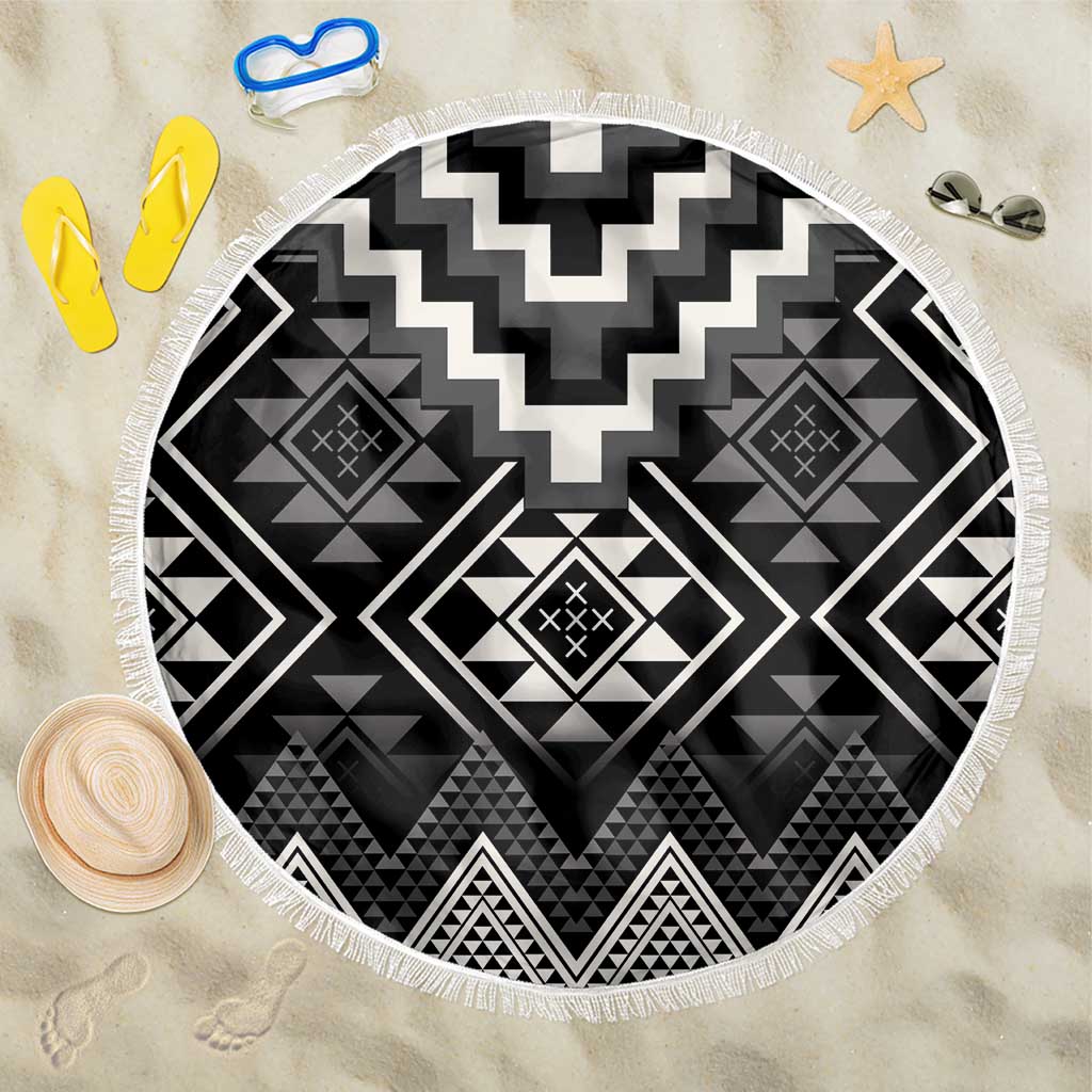 Black Taniko Aotearoa Beach Blanket Niho Taniwha Mix Poutama