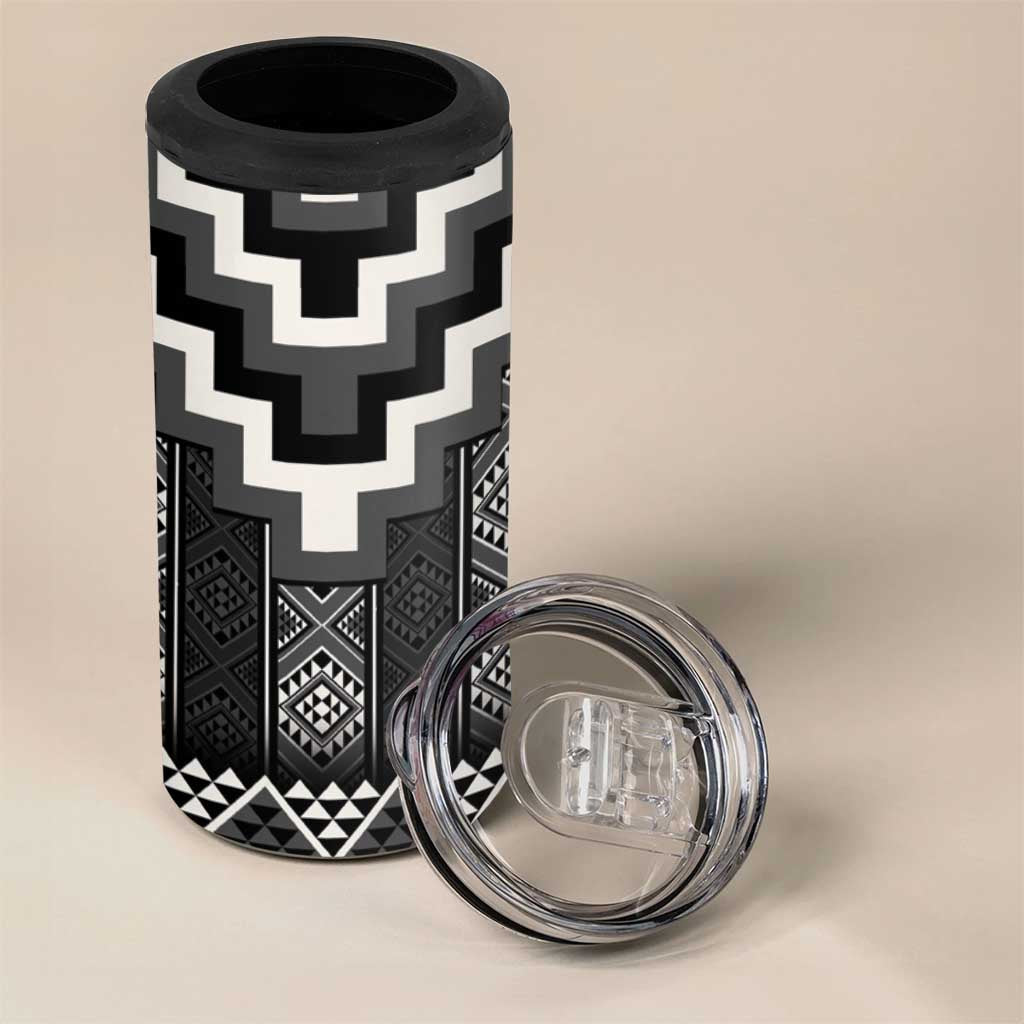 Black Taniko Aotearoa 4 in 1 Can Cooler Tumbler Niho Taniwha Mix Poutama LT14
