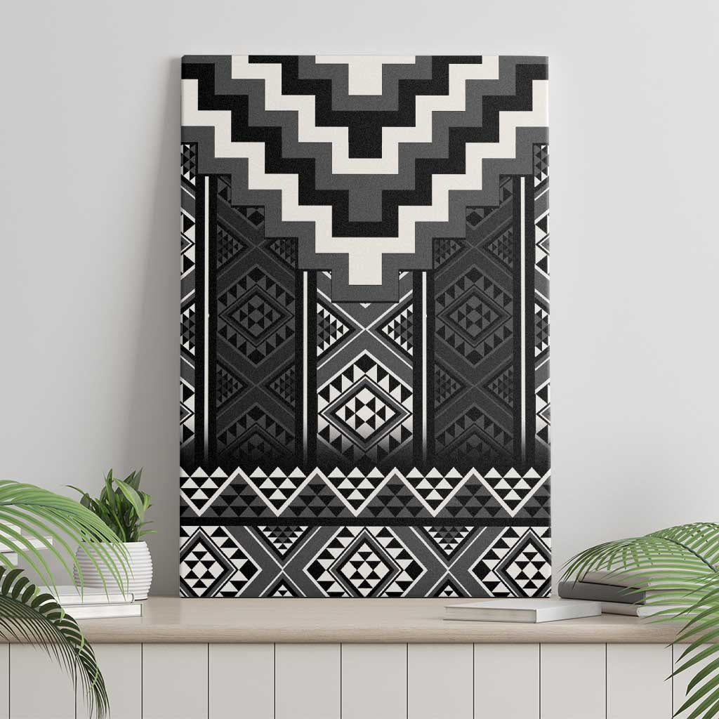 Black Taniko Aotearoa Canvas Wall Art Niho Taniwha Mix Poutama LT14 - Polynesian Pride