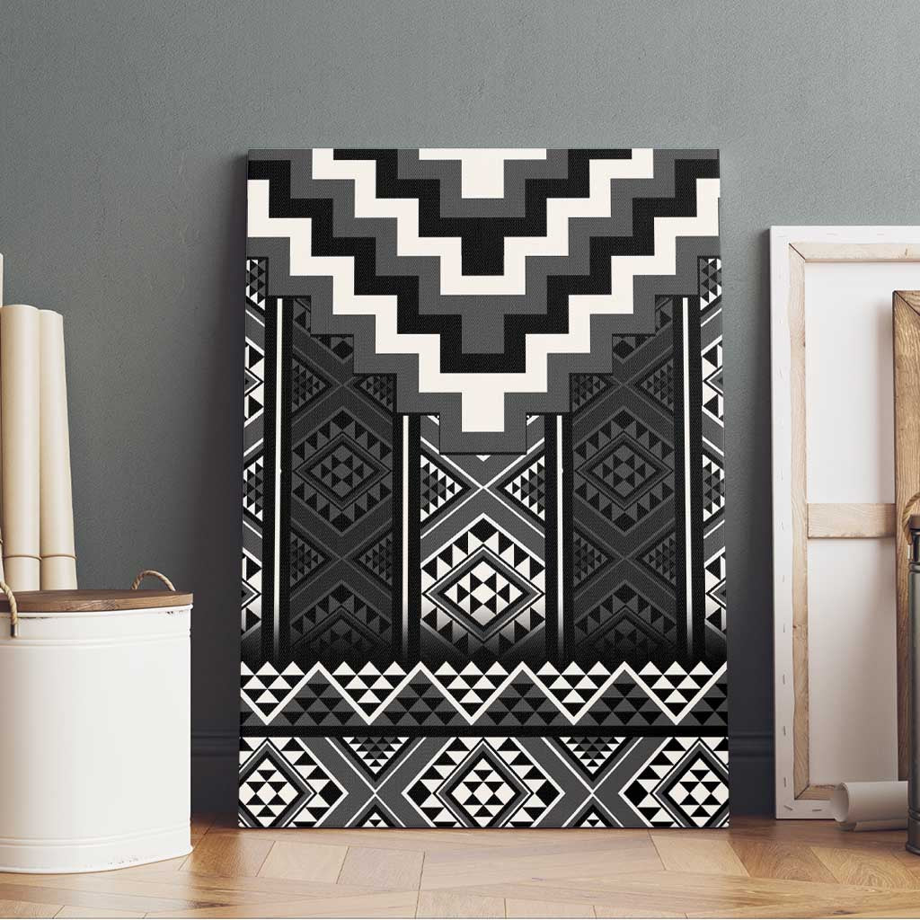 Black Taniko Aotearoa Canvas Wall Art Niho Taniwha Mix Poutama LT14 - Polynesian Pride