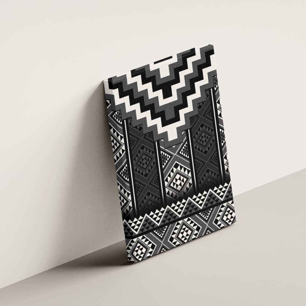 Black Taniko Aotearoa Canvas Wall Art Niho Taniwha Mix Poutama LT14 - Polynesian Pride