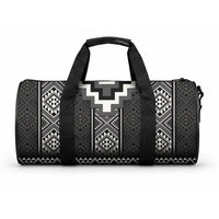 Black Taniko Motifs Aotearoa Duffle Bag Niho Taniwha Mix Poutama LT14 One size Black - Polynesian Pride