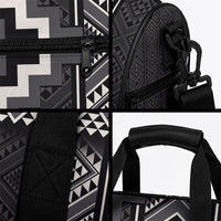 Black Taniko Motifs Aotearoa Duffle Bag Niho Taniwha Mix Poutama LT14 - Polynesian Pride