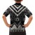 Black Taniko Aotearoa Family Matching Off The Shoulder Long Sleeve Dress and Hawaiian Shirt Niho Taniwha Mix Poutama